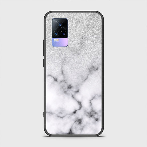 Vivo V21e Cover - White Marble Series - HQ Ultra Shine Premium Infinity Glass Soft Silicon Borders Case