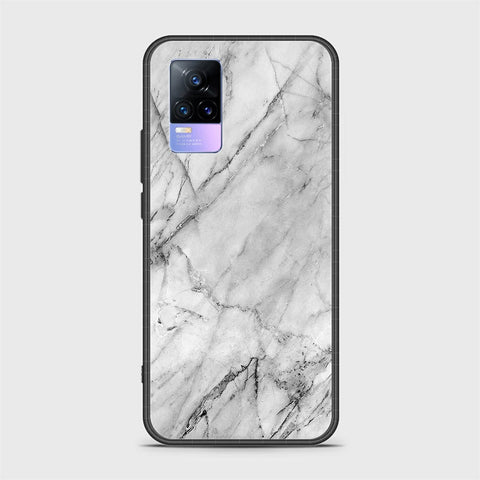 Vivo V21e Cover - White Marble Series - HQ Ultra Shine Premium Infinity Glass Soft Silicon Borders Case