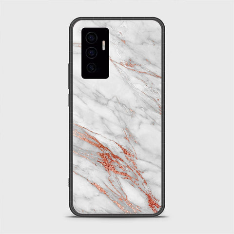 Vivo V23e Cover- White Marble Series - HQ Ultra Shine Premium Infinity Glass Soft Silicon Borders Case