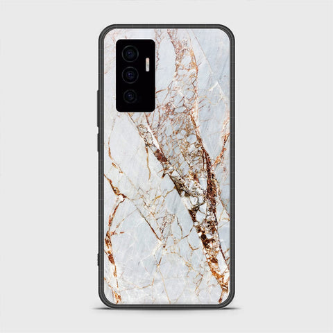 Vivo V23e Cover- White Marble Series - HQ Ultra Shine Premium Infinity Glass Soft Silicon Borders Case