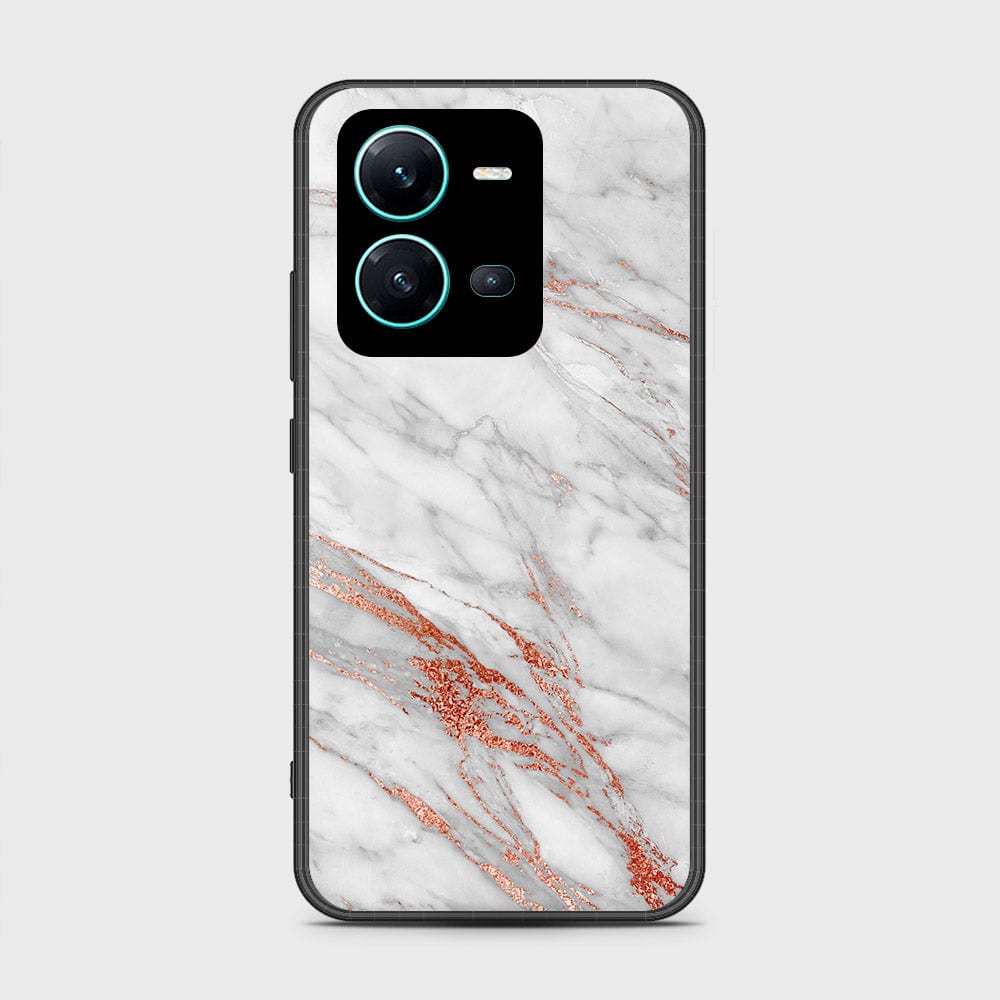 Vivo V25e Cover- White Marble Series - HQ Ultra Shine Premium Infinity Glass Soft Silicon Borders Case