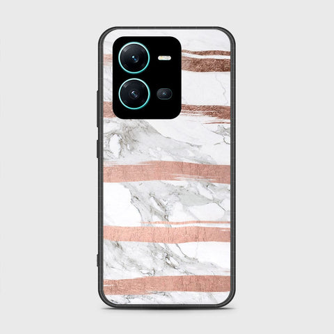 Vivo V25e Cover- White Marble Series - HQ Ultra Shine Premium Infinity Glass Soft Silicon Borders Case