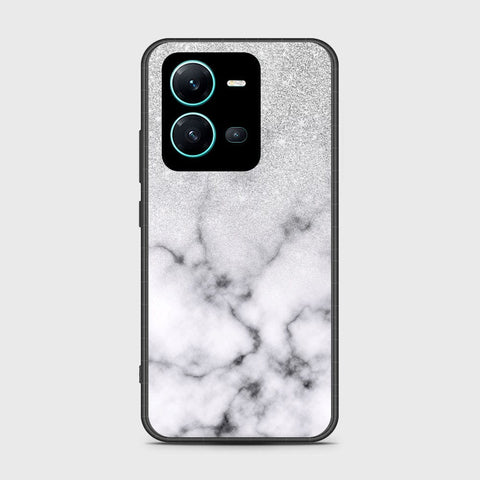 Vivo V25e Cover- White Marble Series - HQ Ultra Shine Premium Infinity Glass Soft Silicon Borders Case