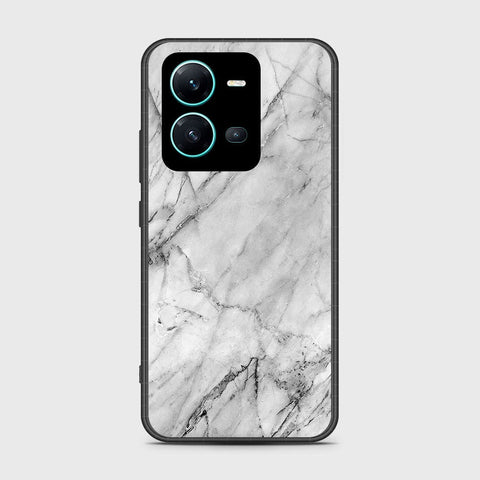 Vivo V25e Cover- White Marble Series - HQ Ultra Shine Premium Infinity Glass Soft Silicon Borders Case