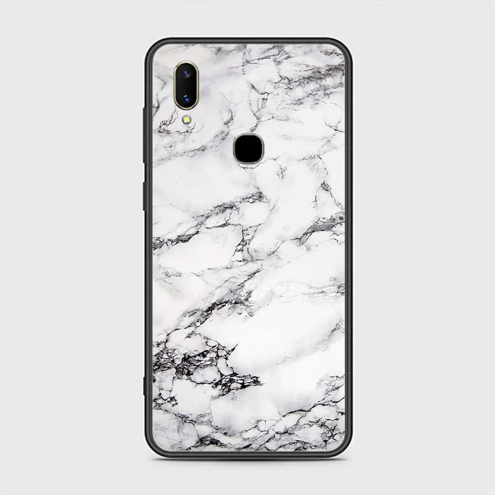 Vivo Z3 Cover- White Marble Series - HQ Ultra Shine Premium Infinity Glass Soft Silicon Borders Case