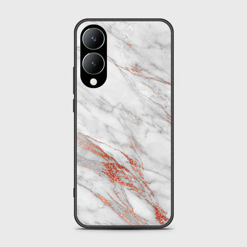 Vivo Y17s Cover- White Marble Series - HQ Ultra Shine Premium Infinity Glass Soft Silicon Borders Case