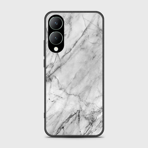 Vivo Y17s Cover- White Marble Series - HQ Ultra Shine Premium Infinity Glass Soft Silicon Borders Case