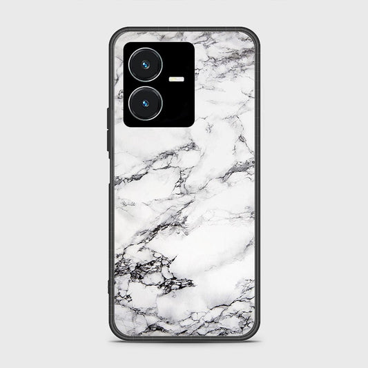 Vivo Y22s Cover- White Marble Series - HQ Ultra Shine Premium Infinity Glass Soft Silicon Borders Case