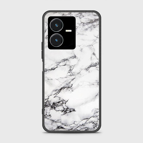 Vivo Y22s Cover- White Marble Series - HQ Ultra Shine Premium Infinity Glass Soft Silicon Borders Case