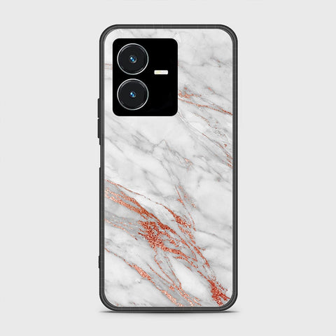 Vivo Y22s Cover- White Marble Series - HQ Ultra Shine Premium Infinity Glass Soft Silicon Borders Case