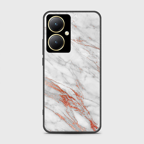 Vivo Y35 Plus Cover- White Marble Series - HQ Ultra Shine Premium Infinity Glass Soft Silicon Borders Case