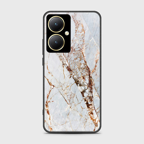 Vivo Y35 Plus Cover- White Marble Series - HQ Ultra Shine Premium Infinity Glass Soft Silicon Borders Case