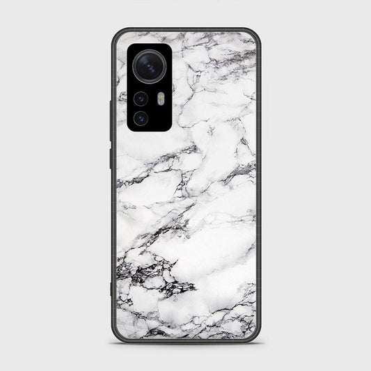 Xiaomi 12 Cover- White Marble Series - HQ Ultra Shine Premium Infinity Glass Soft Silicon Borders Case