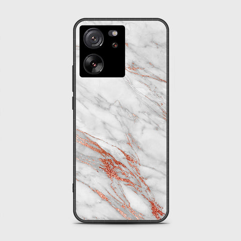 Xiaomi 13T Pro Cover- White Marble Series - HQ Ultra Shine Premium Infinity Glass Soft Silicon Borders Case