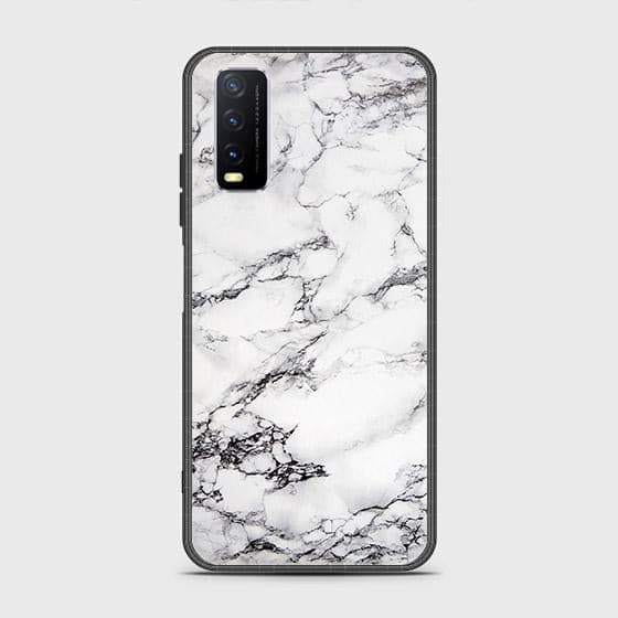 Vivo Y20 Cover - White Marble Series - HQ Ultra Shine Premium Infinity Glass Soft Silicon Borders Case