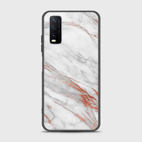 Vivo Y12a Cover - White Marble Series - HQ Ultra Shine Premium Infinity Glass Soft Silicon Borders Case