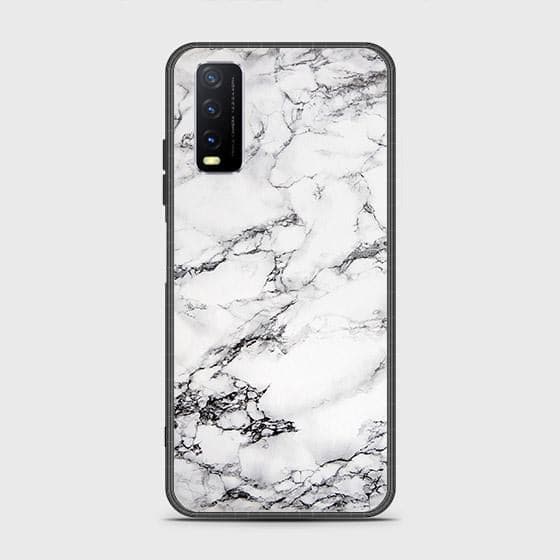 Vivo Y20a Cover - White Marble Series - HQ Ultra Shine Premium Infinity Glass Soft Silicon Borders Case