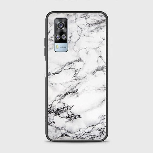 Vivo Y51 (2020 December) Cover - White Marble Series - HQ Ultra Shine Premium Infinity Glass Soft Silicon Borders Case