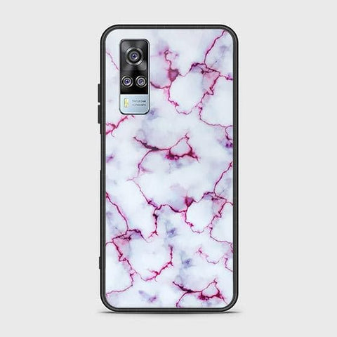 Vivo Y51s Cover - White Marble Series - HQ Ultra Shine Premium Infinity Glass Soft Silicon Borders Case