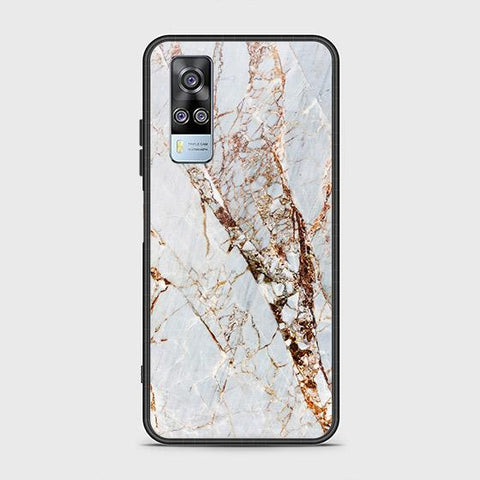 Vivo Y51s Cover - White Marble Series - HQ Ultra Shine Premium Infinity Glass Soft Silicon Borders Case