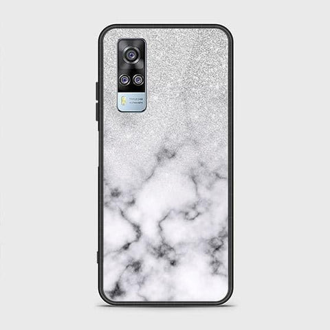 Vivo Y51a Cover - White Marble Series - HQ Ultra Shine Premium Infinity Glass Soft Silicon Borders Case