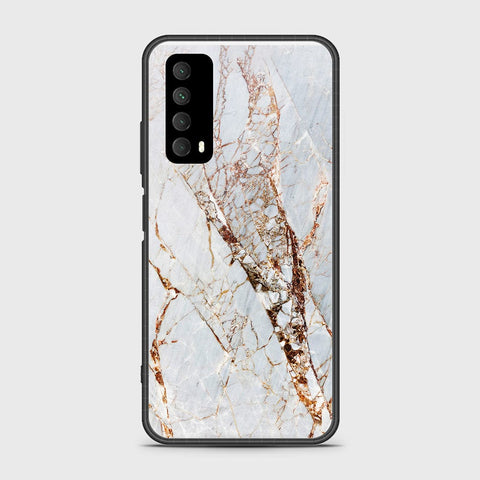 Huawei Y7a Cover- White Marble Series - HQ Ultra Shine Premium Infinity Glass Soft Silicon Borders Case