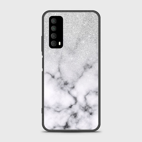 Huawei Y7a Cover- White Marble Series - HQ Ultra Shine Premium Infinity Glass Soft Silicon Borders Case