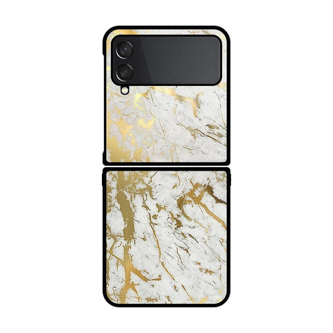 Samsung Galaxy Z Flip 4 5G Cover- White Marble Series - HQ Premium Shine Durable Shatterproof Case - Soft Silicon Borders