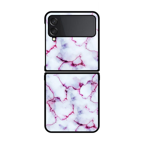 Samsung Galaxy Z Flip 4 5G Cover- White Marble Series - HQ Premium Shine Durable Shatterproof Case - Soft Silicon Borders