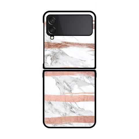 Samsung Galaxy Z Flip 4 5G Cover- White Marble Series - HQ Premium Shine Durable Shatterproof Case - Soft Silicon Borders