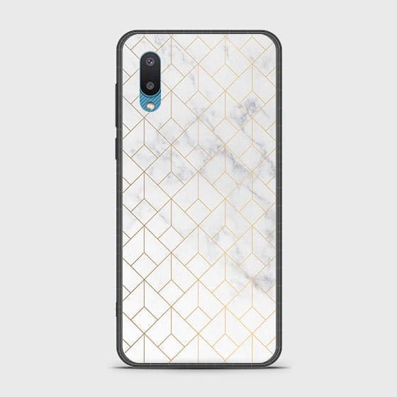 Samsung Galaxy A02 Cover - White Marble Series 2 - HQ Ultra Shine Premium Infinity Glass Soft Silicon Borders Case