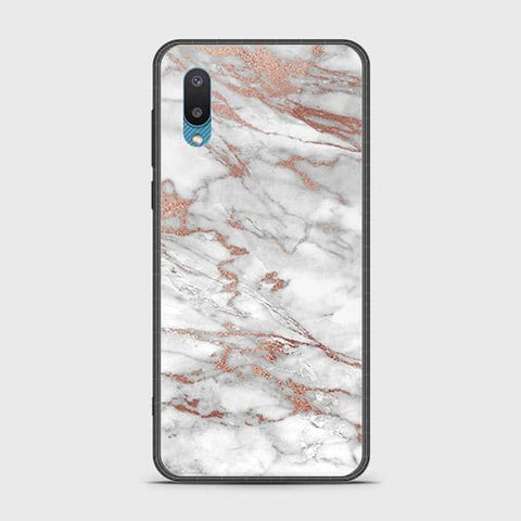 Samsung Galaxy A02 Cover - White Marble Series 2 - HQ Ultra Shine Premium Infinity Glass Soft Silicon Borders Case