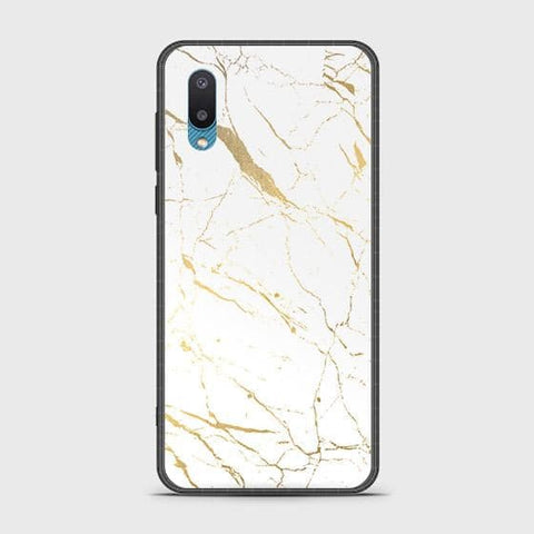 Samsung Galaxy A02 Cover - White Marble Series 2 - HQ Ultra Shine Premium Infinity Glass Soft Silicon Borders Case