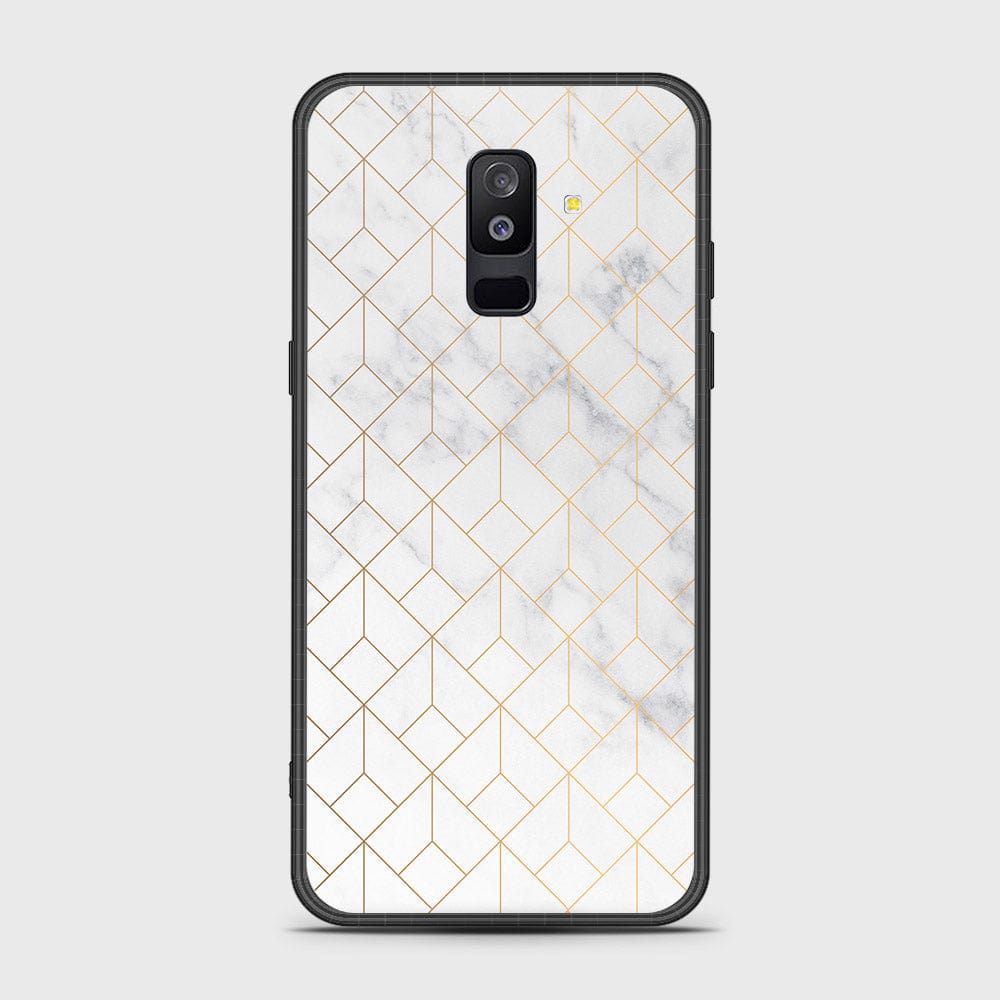 Samsung Galaxy A6 Plus 2018 Cover- White Marble Series 2 - HQ Ultra Shine Premium Infinity Glass Soft Silicon Borders Case