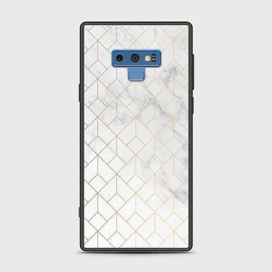 Samsung Galaxy Note 9 Cover - White Marble Series 2 - HQ Ultra Shine Premium Infinity Glass Soft Silicon Borders Case