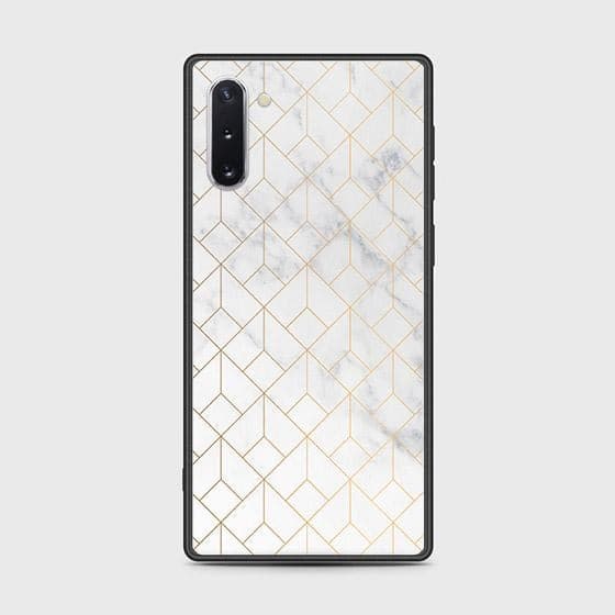 Samsung Galaxy Note 10 Cover - White Marble Series 2 - HQ Ultra Shine Premium Infinity Glass Soft Silicon Borders Case