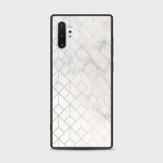 Samsung Galaxy Note 10 Plus Cover - White Marble Series 2 - HQ Ultra Shine Premium Infinity Glass Soft Silicon Borders Case