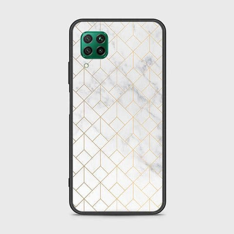 Huawei P40 Lite Cover - White Marble Series 2 - HQ Ultra Shine Premium Infinity Glass Soft Silicon Borders Case