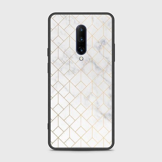 OnePlus 7 Pro Cover - White Marble Series 2 - HQ Ultra Shine Premium Infinity Glass Soft Silicon Borders Case