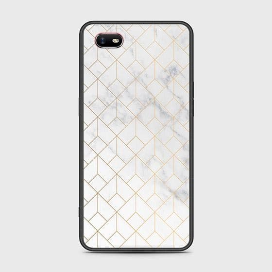 Oppo A1k Cover - White Marble Series 2 - HQ Ultra Shine Premium Infinity Glass Soft Silicon Borders Case