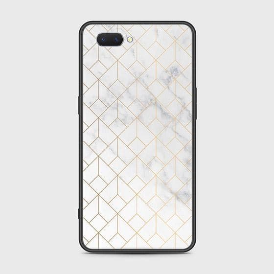 Oppo A3s Cover - White Marble Series 2 - HQ Ultra Shine Premium Infinity Glass Soft Silicon Borders Case