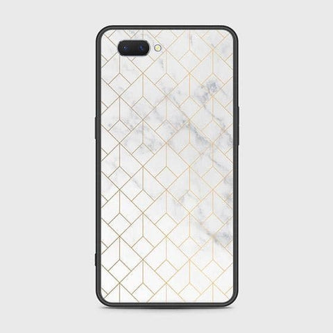 Oppo A3s Cover - White Marble Series 2 - HQ Ultra Shine Premium Infinity Glass Soft Silicon Borders Case