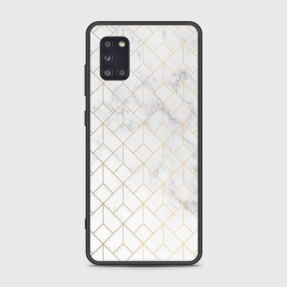 Samsung Galaxy A31 Cover - White Marble Series 2 - HQ Ultra Shine Premium Infinity Glass Soft Silicon Borders Case