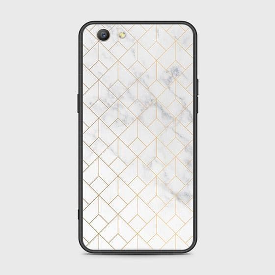 Oppo A59 Cover - White Marble Series 2 - HQ Ultra Shine Premium Infinity Glass Soft Silicon Borders Case