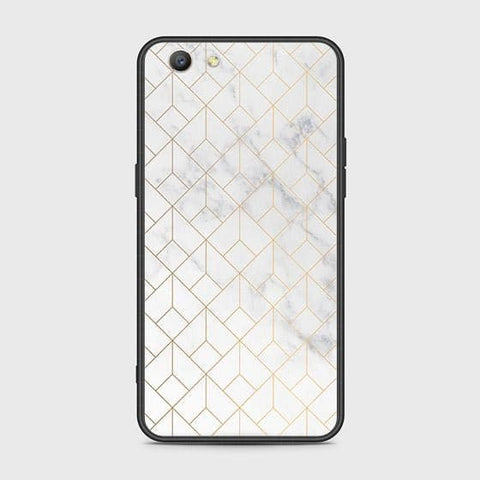 Oppo A59 Cover - White Marble Series 2 - HQ Ultra Shine Premium Infinity Glass Soft Silicon Borders Case