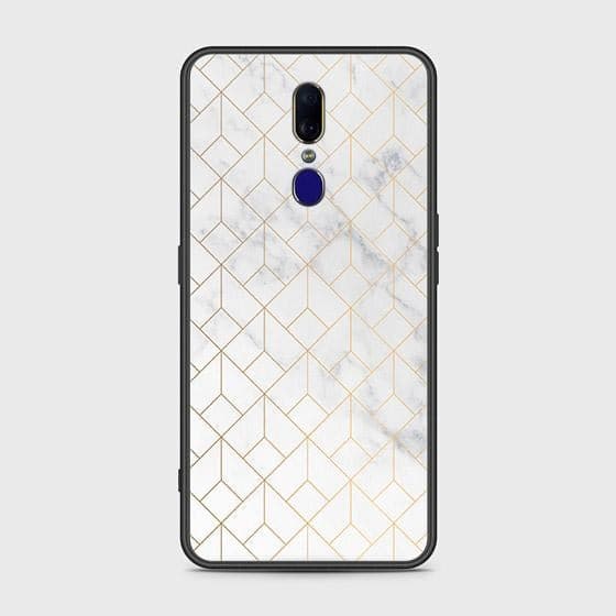 Oppo F11 Cover - White Marble Series 2 - HQ Ultra Shine Premium Infinity Glass Soft Silicon Borders Case