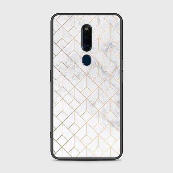 Oppo F11 Pro Cover - White Marble Series 2 - HQ Ultra Shine Premium Infinity Glass Soft Silicon Borders Case