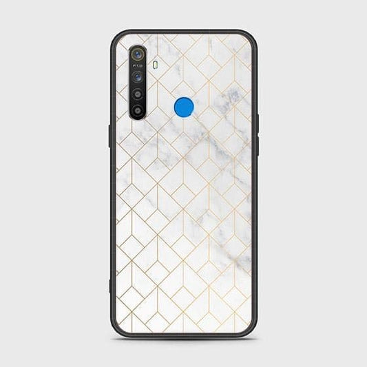 Realme 5 Cover - White Marble Series 2 - HQ Ultra Shine Premium Infinity Glass Soft Silicon Borders Case