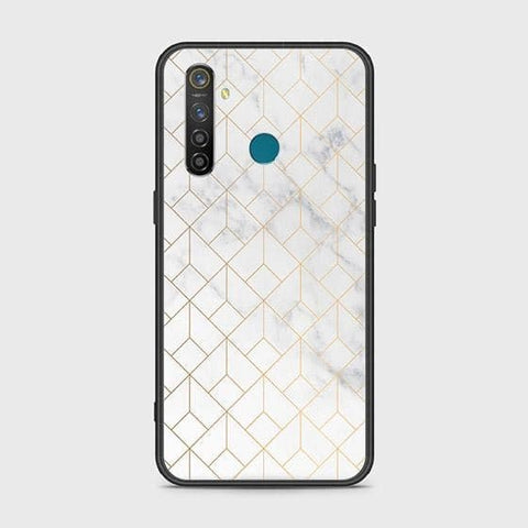 Realme 5 Pro Cover - White Marble Series 2 - HQ Ultra Shine Premium Infinity Glass Soft Silicon Borders Case