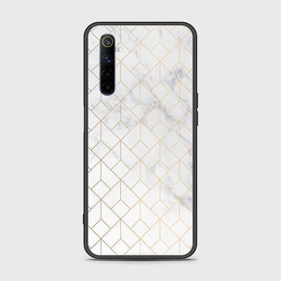 Realme 6 Cover - White Marble Series 2 - HQ Ultra Shine Premium Infinity Glass Soft Silicon Borders Case